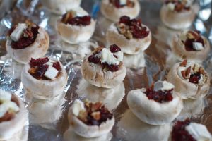 Brie, cranberry and pecan stuffed mushrooms holiday appetizer-1