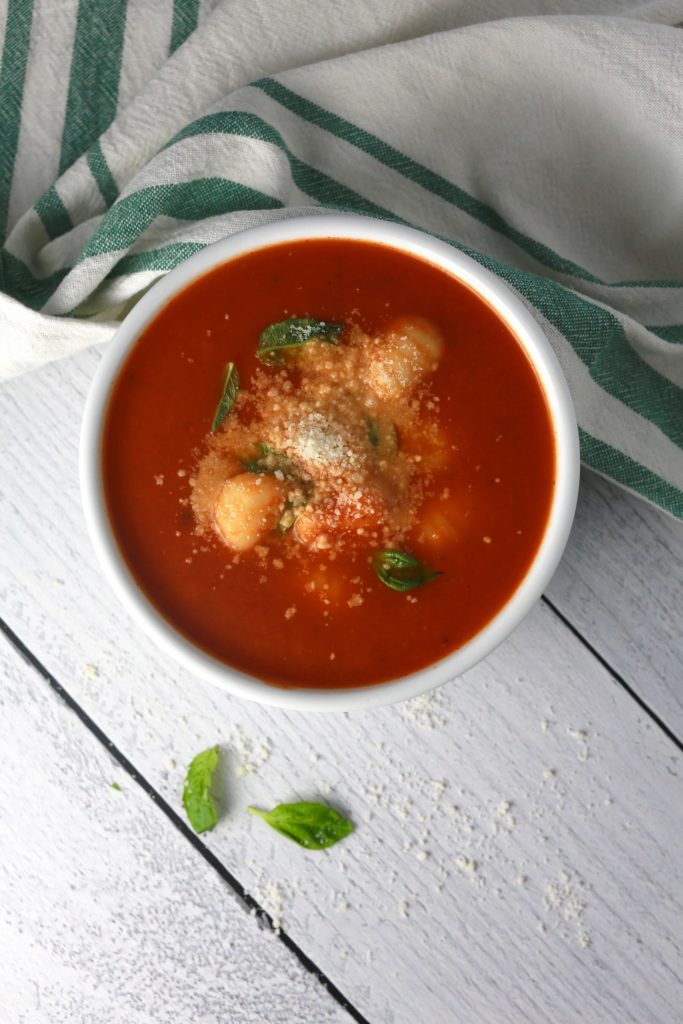 Easy Tomato Basil and Gnocchi soup