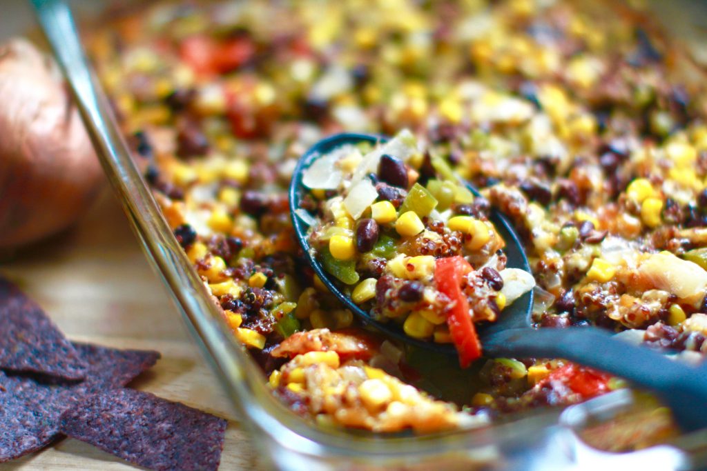 Easy, vegetarian Mexican quinoa bowl, meatless
