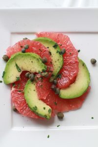 Grapefruit, avocado, capers, a flavorful salad for all seasons