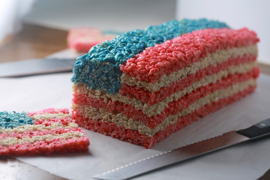 Patriotic Rice Krispie Treats are perfect for summer holidays