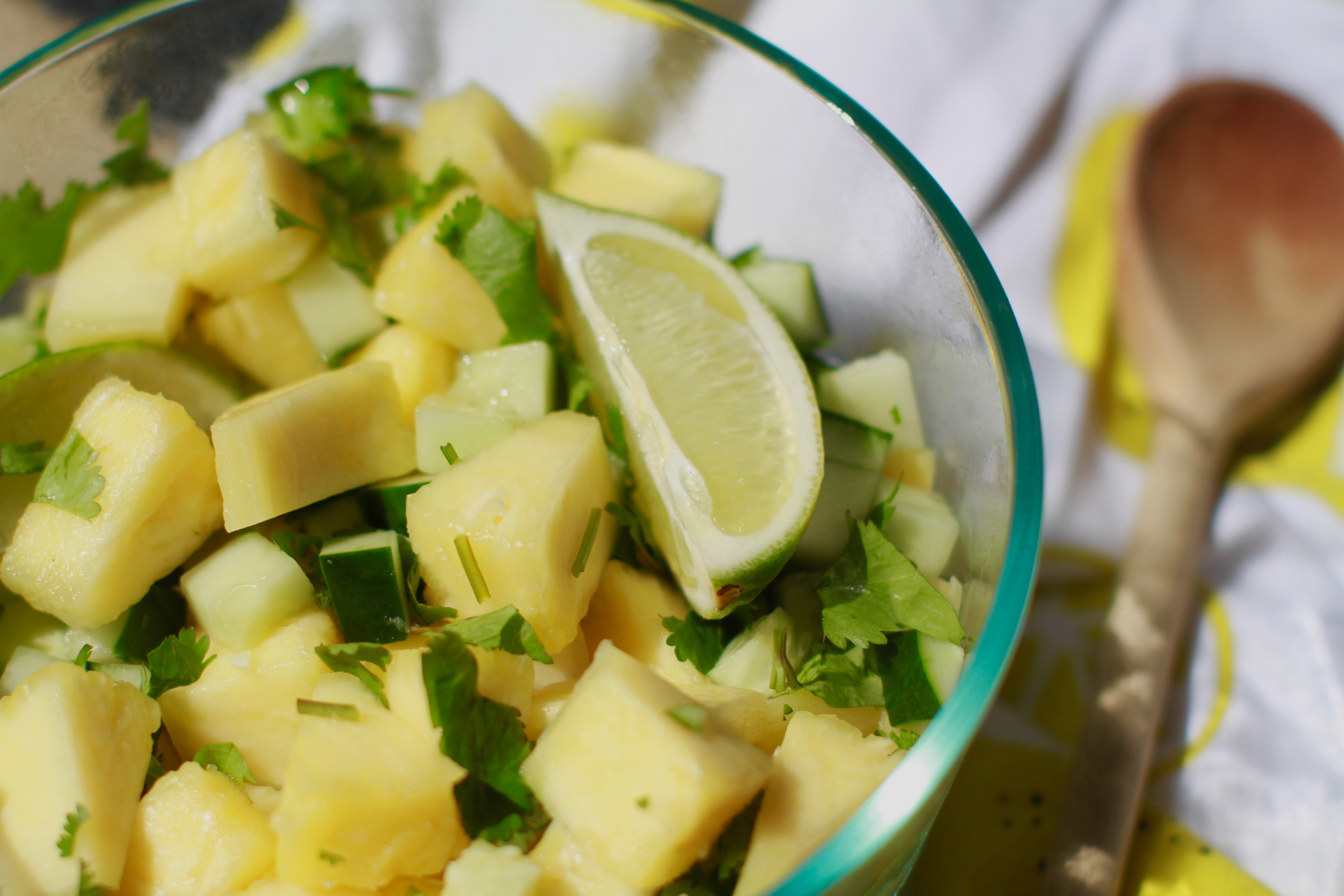 Refreshing pineapple, cucumber salad