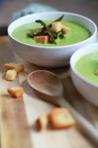 Roasted asparagus and pea soup recipe