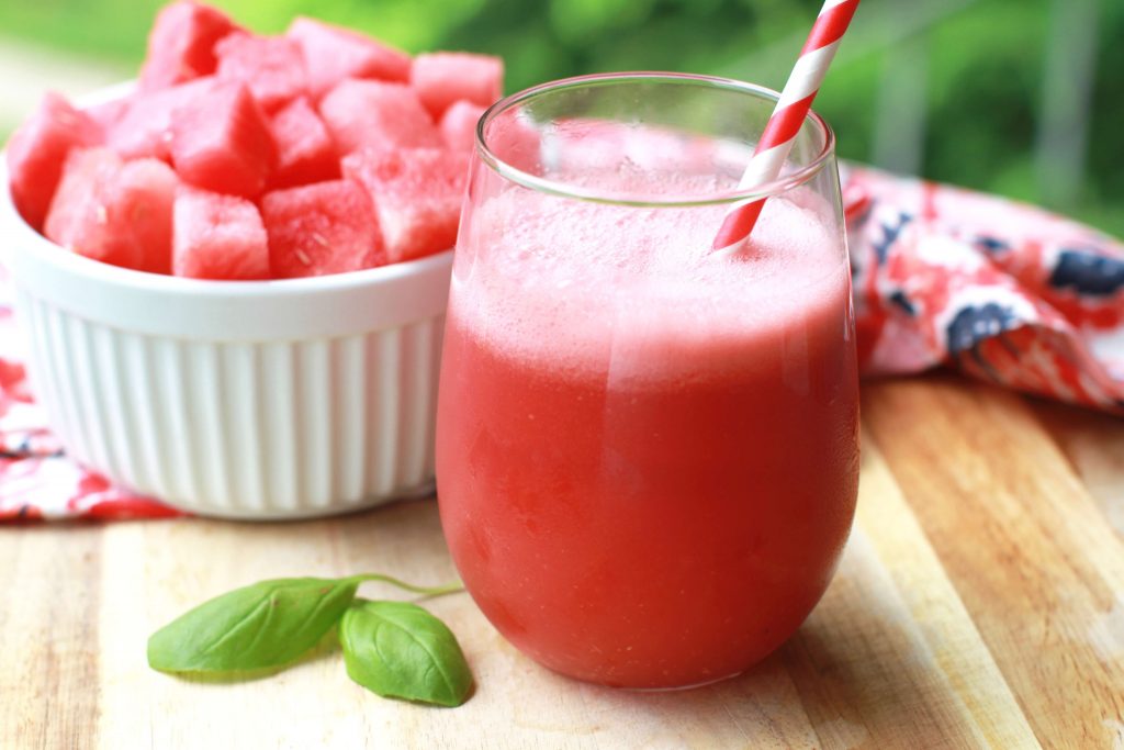 Watermelon, coconut water, basil smoothie-2