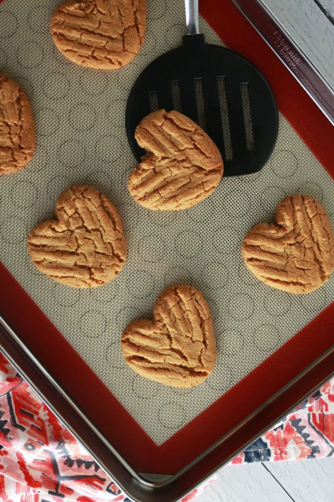 Heart-shaped peanut butter cookies
