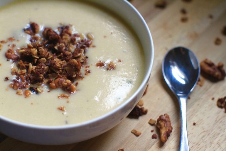 Apple-brie-soup-with-walnut-granola-crumble soup recipe for fall