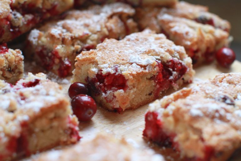 Blissful Cranberry bars are a festive, tart treat