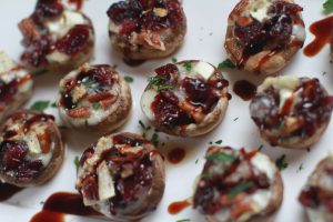 Brie, cranberry and pecan stuffed mushrooms holiday appetizer-2