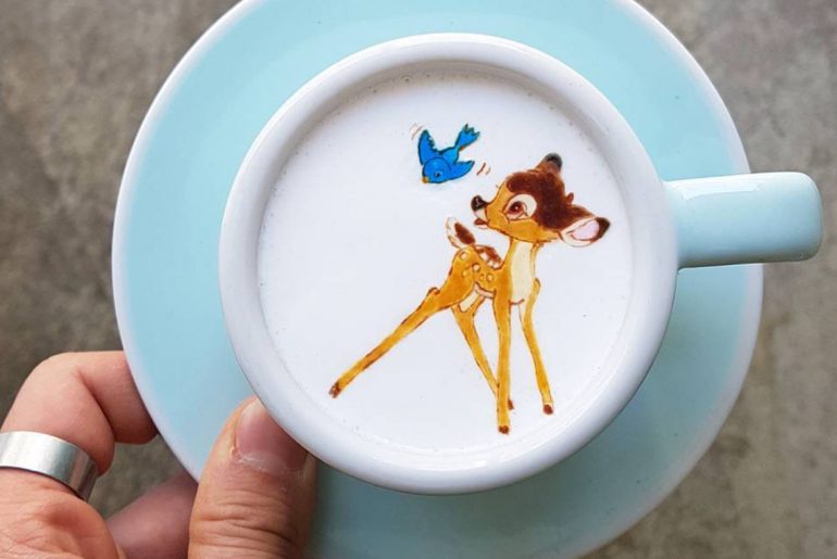 Coffee art done Disney style