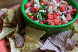 Simple watermelon salsa is sweet, mildly spicy by Everybody Craves.