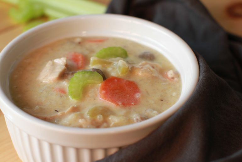 Lightly creamy chicken and rice soup