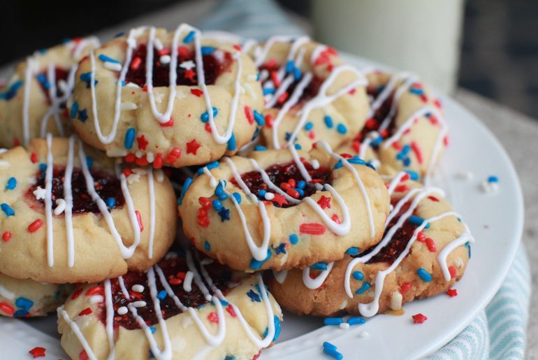 Patriotic thumbprint cookies