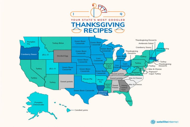 The most-Googled Thanksgiving recipe in each state