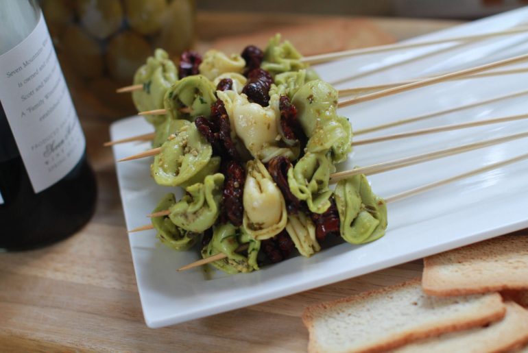 Tortellini skewers are an easy holiday appetizer