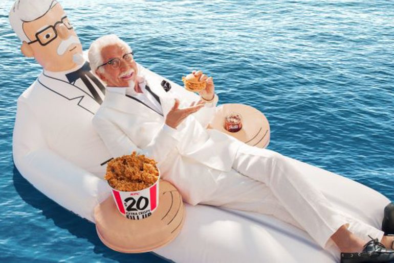You can enter to win a KFC Colonel Sanders pool float