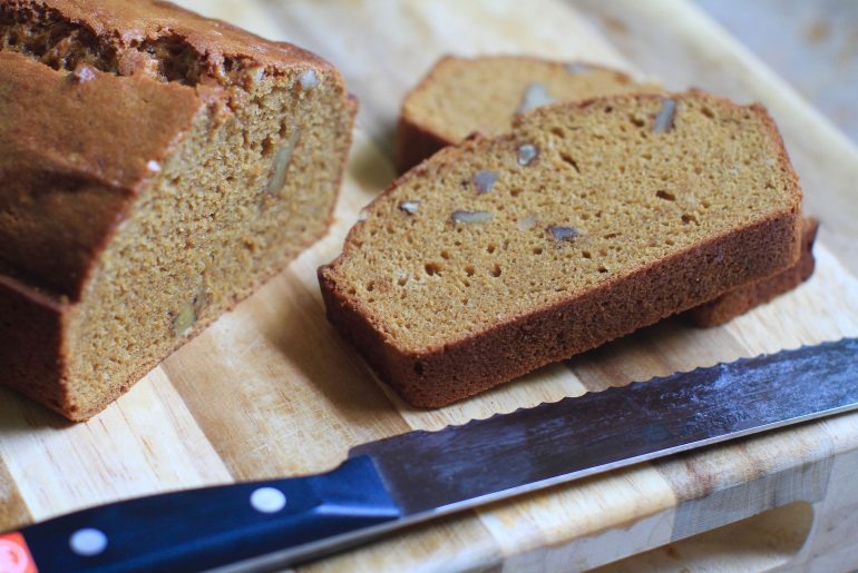 Pumpkin pound cake is just the right amount of sweetness for a quick breakfast or after dinner dessert.